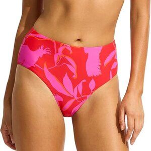Seafolly Women's Pink Floral High Waisted Bikini Bottom Size 8